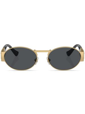 Versace Eyewear lunettes de soleil à monture rondes à logo - Or