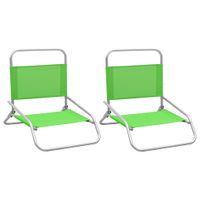 Strandstoelen 2 st inklapbaar stof groen - thumbnail