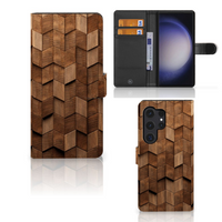 Book Style Case voor Samsung Galaxy S24 Ultra Wooden Cubes - thumbnail