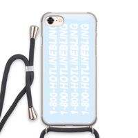 Hotline bling blue: iPhone 8 Transparant Hoesje met koord