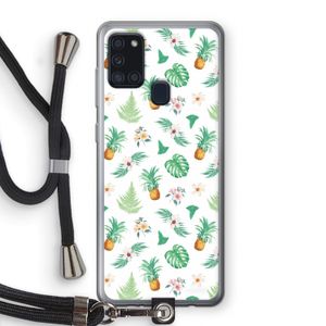 Ananas bladeren: Samsung Galaxy A21s Transparant Hoesje met koord