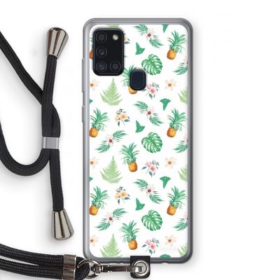 Ananas bladeren: Samsung Galaxy A21s Transparant Hoesje met koord