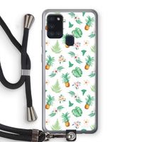 Ananas bladeren: Samsung Galaxy A21s Transparant Hoesje met koord