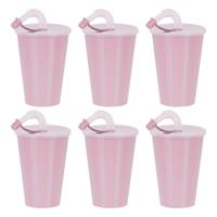 Drinkbeker met deksel en rietje - 12x - licht roze - kunststof - 450 ml - 12 x 9 cm