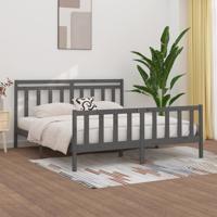 Bedframe massief grenenhout grijs 200x200 cm