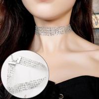Dames eenvoudige Temperament vreugde Super Flash Mesh pailletten ketting sleutelbeen Chain(Silver)