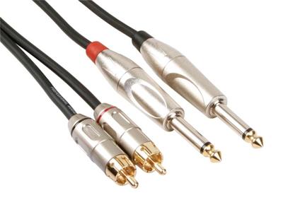 Rca-jack kabel 2 x rca mannelijk naar jack 6.35 mm mono 5 m - Velleman