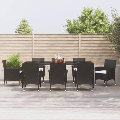 9-delige Tuinset poly rattan zwart