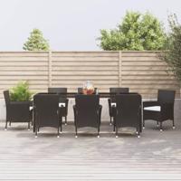 9-delige Tuinset poly rattan zwart