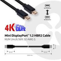 CLUB3D Mini DisplayPort 1.2 HBR2 Cable M/M 2meter 4K60Hz - thumbnail