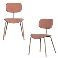 WOOOD Link Eetkamerstoelen - Polyester - Roze - Set van 2