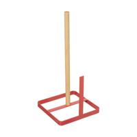 5Five Keukenrolhouder - ijzer/hout - 15 x 30 cm - koraal roze - Keukenpapier houder