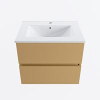 MONDIAZ VICA 60cm badmeubel onderkast Oro 2 lades. Wastafel DENIA midden 1 kraangat, kleur Glanzend Wit.
