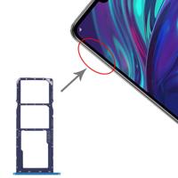 SIM-kaart lade + SIM-kaart lade + micro SD-kaart lade voor Huawei Y7 (2019)/Y7 Pro (2019)/Y7 Prime (2019) (blauw)