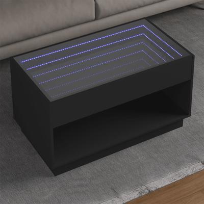 Salontafel met Infinity LED 90x50x50 cm zwart