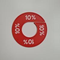 Maatring 9 cm rood/wit 10%