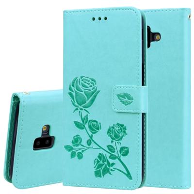 Rose reliëf horizontale Flip PU lederen case voor Samsung Galaxy J6 Plus met houder & kaartsleuven & portemonnee (groen)