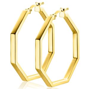 Zinzi ZIO2323LG Oorringen Zeskant zilver goudkleurig 35 x 3 mm