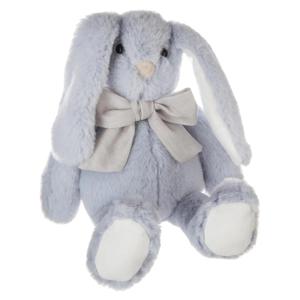 Knuffeldier konijn met strikje  - zachte pluche stof - fluffy knuffels - lichtblauw - 30 cm   -