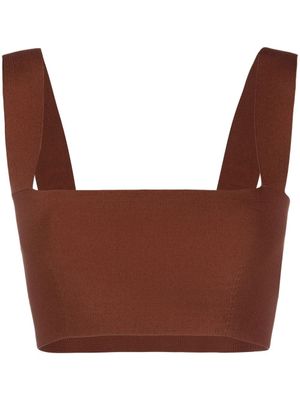 Victoria Beckham haut crop à encolure carrée - Marron