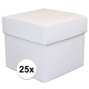 25x stuks Witte cadeaudoosjes van 10 cm vierkant   -