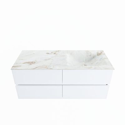 MONDIAZ VICA-DLUX 120cm badmeubel onderkast Talc 4 lades. Inbouw wastafel CLOUD rechts 1 kraangat, kleur Frappe.