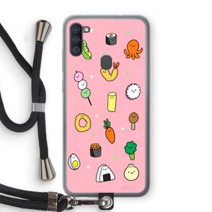Happy bento friends: Samsung Galaxy A11 Transparant Hoesje met koord
