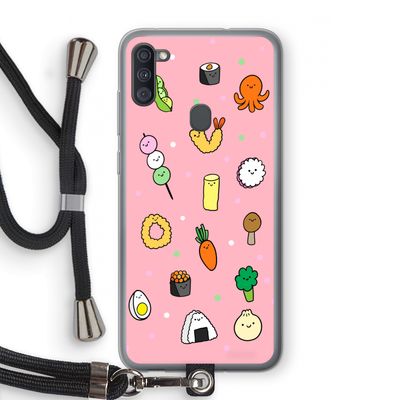 Happy bento friends: Samsung Galaxy A11 Transparant Hoesje met koord