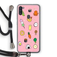 Happy bento friends: Samsung Galaxy A11 Transparant Hoesje met koord