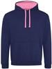 Just JH003 Varsity Hoodie - Oxford Navy/Candyfloss Pink - XL