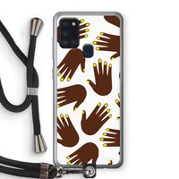 Hands dark: Samsung Galaxy A21s Transparant Hoesje met koord