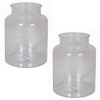 Set van 2x stuks glazen melkbus vaas/vazen 8 liter smalle hals 19 x 25 cm - thumbnail