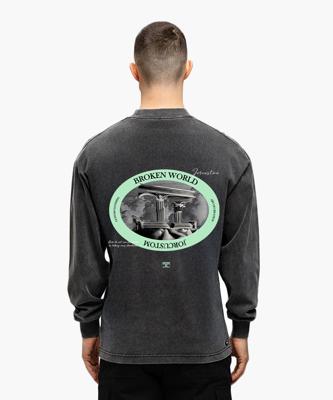 Jorcustom Broken World Longsleeve T-Shirt Heren Grijs - Maat S - Kleur: Grijs | Soccerfanshop
