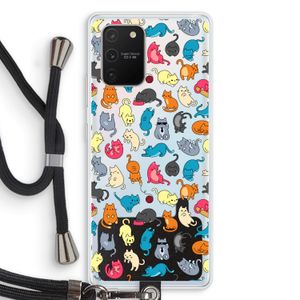 Kleurrijke katten: Samsung Galaxy S10 Lite Transparant Hoesje met koord