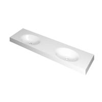 INK Smooth Wastafel Polystone Dubbel Zonder Kraangaten - 1800x450x90 mm - Glans Wit