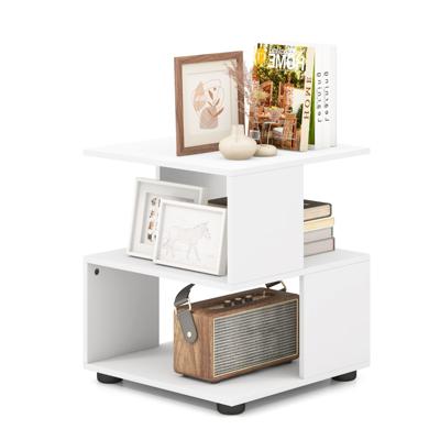 Bijzettafel met 3 Niveaus Modern Nachtkastje Salontafel met Legplanken en Antislip Voetkussens voor Slaapkamer Woonkamer