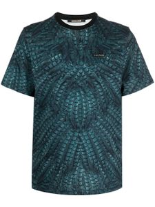 Roberto Cavalli t-shirt à imprimé plume - Bleu