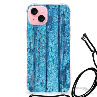 iPhone 15 Plus Stevig Telefoonhoesje Wood Blue