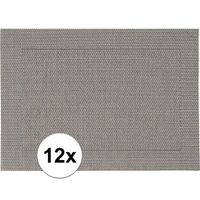 12x Placemats grijs geweven/gevlochten met rand 45 x 30 cm - thumbnail