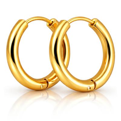 Smalle edelstaal oorringen Goudkleurig-12mm
