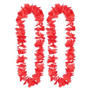 Hawaii krans/slinger - 2x - Tropische kleuren rood - Bloemen hals slingers