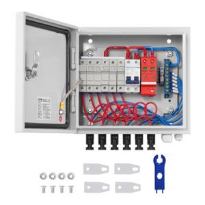 VEVOR Solar PV-combinatorbox 6-snaar 15A voor zonnepaneelsysteem stalen behuizing IP65