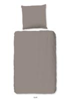 HIP Dekbedovertrek "uni dessin" - Taupe - (135x200 cm) - Katoen Satijn