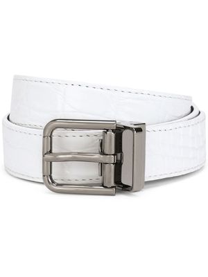 Dolce & Gabbana ceinture en cuir à boucle carrée - Blanc