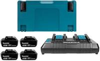 Makita accessoires 18v li-ion accu starterset 198091-4 (4x bl1860b 6.0ah) + duolader dc18rd in mbox - 198091-4