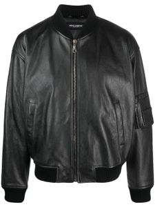 Dolce & Gabbana veste bomber en cuir à fermeture zippée - Noir