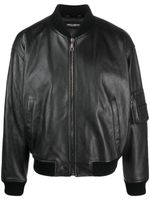 Dolce & Gabbana veste bomber en cuir à fermeture zippée - Noir