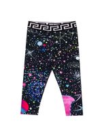 Versace Kids legging en coton à imprimé graphique - Noir