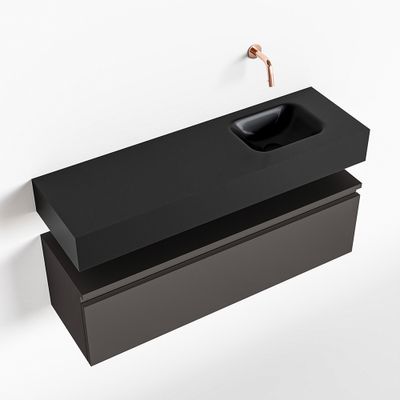 Toiletmeubel Mondiaz Andor | 100 cm | Meubelkleur Dark grey | Lex vrijhangend wastafel Urban Rechts | Zonder kraangat