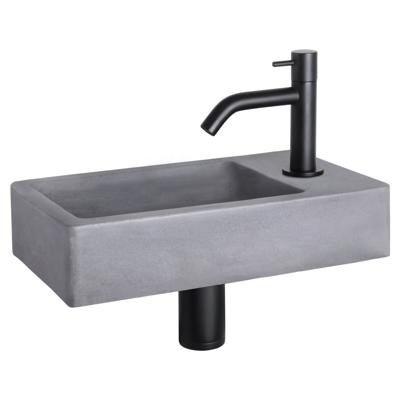 Differnz Force fonteinset beton donkergrijs - kraan gebogen - 40 x 22 x 8 cm - mat zwart